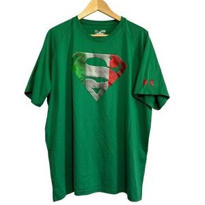 Under Armour TM & DC Comics Green Superman Heatgear Loose Short Sleeve Shirt
